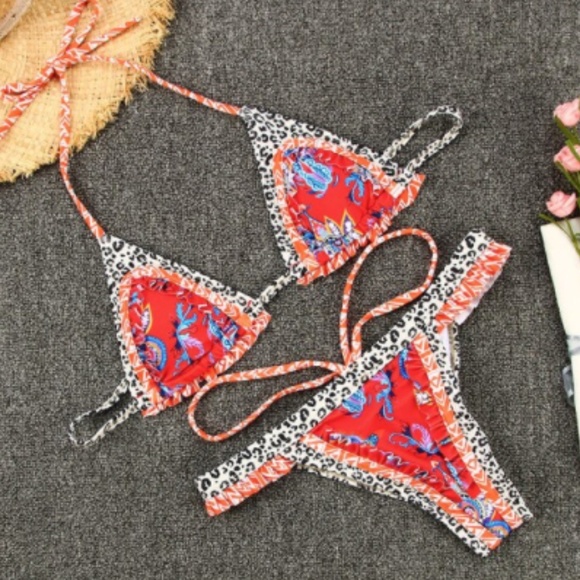 ❌ CLEARANCE “The Farrah” Mixed Print String Bikini - Picture 3 of 11